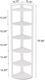 Tribesigns 6 Tier Corner Shelf, 70.9 Inch Tall Corner Bookshelf Small Bookcase Modern Corner Shelving Unit Storage Rack for Living Room, Home Office, Kitchen, Small Space (White) - Image 3