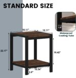 BON AUGURE End Table, Small Side Table for Living Room, Night Stand, Bedside Tables with 2-Tier Storage Shelves for Bedroom, Small Spaces (Rustic Oak) - Image 3