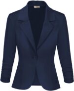 Hybrid & Company Women's Lightweight Casual Work Office Stretch Ponte Cardigan Blazer Jacket Made in USA - Image 3