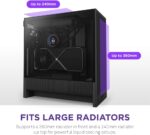 NZXT H5 Flow 2024 - Compact ATX Mid-Tower PC Gaming Case - High Airflow - 2 x 120mm Fans Included - 360mm Front & 240mm Top Radiator Support - Cable Management System - Tempered Glass - Black - Image 5