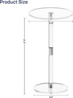 HMYHUM Acrylic Drink Table for Small Spaces, 11.8" L x 11.8" W x 21.3" H, Clear Pedestal Side Table for Living Room, Round, Easy Assembly - Image 4