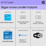 HP 17.3" Laptop with Lifetime Office 365 for The Web • 32GB RAM • 1TB SSD Storage • Intel 13th 8-Cores i3 CPU (Beat 11th i5) • 10-Key Number Pad • Windows 11 Pro No Mouse - Image 4