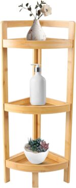 3-Tier Bamboo Corner Shelf, Plant Corner Display Shelf, Multipurpose Shelving Unit for Small Space, Living Room, Easy Assembly, Natural - Image 7