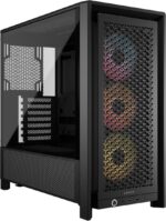 CORSAIR 4000D RS ARGB Frame Modular Mid-Tower ATX PC Case – High Airflow, 3X Pre-Installed RS ARGB Fans, InfiniRail™ Fan Mounting System, ASUS BTF, MSI Project Zero, Gigabyte Project Stealth – Black - Image 2