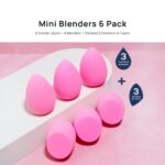 AOA STUDIO Collection MiNi Makeup Sponge Set Blender Latex Free and High-definition of 6 For Powder Cream Liquid, Super Soft Wonder Beauty Cosmetic 3 Tear Drop + Beveled Shape (Pink) - Image 3