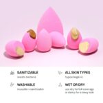 AOA STUDIO Collection MiNi Makeup Sponge Set Blender Latex Free and High-definition of 6 For Powder Cream Liquid, Super Soft Wonder Beauty Cosmetic 3 Tear Drop + Beveled Shape (Pink) - Image 6