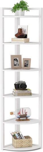 Tribesigns 6 Tier Corner Shelf, 70.9 Inch Tall Corner Bookshelf Small Bookcase Modern Corner Shelving Unit Storage Rack for Living Room, Home Office, Kitchen, Small Space (White) - Image 9