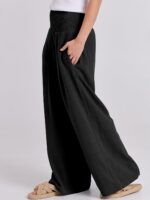 ANRABESS Women Linen Palazzo Pants Summer Boho Wide Leg High Waist Casual Lounge Pant 2025 Beach Travel Vacation Outfits - Image 8