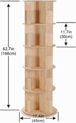 Rotating Bookshelf, 360 Display Corner Bookshelf for Small Space, 5 Tier Floor Standing Bookcase Storage Rack, Wood Narrow Organizer for Bedroom, Living Room, Study Room, Kids&Adults Solid - Image 4