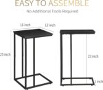 C Shaped Side Table Set of 2, Skinny Sofa Table for Sofa and Bed, Couch Tables That Slide Under, Small End Tables for Living Room, Bedroom or Small Spaces, Black - Image 4
