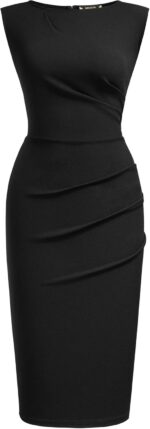 Miusol Women's Retro Ruffle Style Slim Work Pencil Dress - Image 6