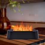 7Color Aroma Diffuser with Remote,Volcano Diffuser for Home Large Room，Flame Diffuser Humidifier 10.7"×3"×3.1" (Black-01) - Image 2