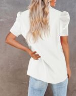 Newffr Womens Summer Blazers Casual Short Puff Sleeve Open Front Office Blazers Bussiness Jackets Work Suit - Image 4