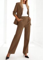 KIRUNDO Womens Suits 2 Piece Set Business Casual Blazer Jacket Wide Leg Dress Pants Suits Professional Work Office Outfits - Image 5