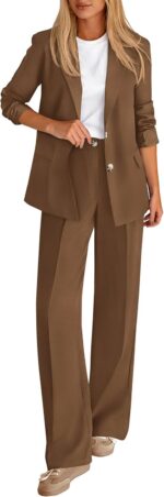 KIRUNDO Womens Suits 2 Piece Set Business Casual Blazer Jacket Wide Leg Dress Pants Suits Professional Work Office Outfits - Image 2