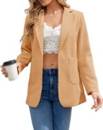 Cnkwei Womens Casual Blazers Open Front Long Sleeve Lapel Collar Work Office Jacket - Image 3