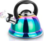 Tea Kettle, Kettle 3.7QT, Tea Pot Whistling 316 Stainless Steel, Tea Kettle Stovetop with Cool Folding Handle, Kettle Teapot Rainbow Induction for Boiling Water, Mirror Finish - Image 2