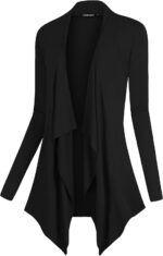 Urban CoCo Women's Drape Front Open Cardigan Long Sleeve Irregular Hem - Image 2