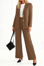 KIRUNDO Womens Suits 2 Piece Set Business Casual Blazer Jacket Wide Leg Dress Pants Suits Professional Work Office Outfits - Image 3