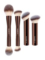MAANGE 4 PCS Foundation Makeup Brush Set Double-ended Kabuki Contour Brush for Liquid Powder Concealer Cream Cosmetics Blending Blush Face Makeup Tools Kit (Coffee) - Image 2