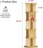 oneinmil Rotating Bookshelf, 360° Rotating Bookcase for Small Space, Corner Bookcase for Bedroom, Living Room, Study Room, 5 Tier, Wood - Image 3