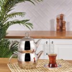 Karaca Adelya Stainless Steel Induction Teapot Set with 0.65L Teapot & 1.1L Tea Kettle, Traditional Turkish Tea Set Brewing System, Dishwasher Safe, Silver - Image 2