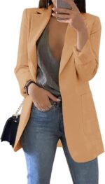 Cnkwei Womens Casual Blazers Open Front Long Sleeve Lapel Collar Work Office Jacket - Image 2