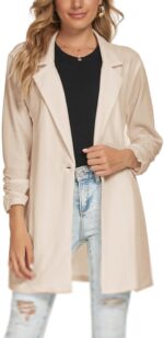 Unifizz Women Long Blazers for Business Casual 3/4 Sleeve Button Front Notch Lapel Lightweight Work Office Blazer Jackets - Image 8