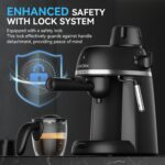 Coffee Machine, 3.5 Bar Espresso & Cappuccino Machine with Steam Wand, Compact Design Coffee Maker for Latte, Safety Lock & Tritan Cups, 800w, Black - Image 7