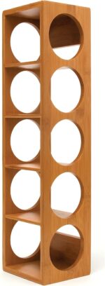 Lipper International 8305 Bamboo Wood Stackable 5-Bottle Wine Rack, 20-3/4" x 5-3/8" x 4-3/4" - Image 2