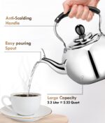 Whistling Tea Kettle Stovetop - 2.3 Quart Round Tea Pot for Stovetop, Silver Mirror Polished Classic Stovetop Kettle, Food Grade Material Teapot for Stove Top - Image 7