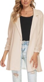Unifizz Women Long Blazers for Business Casual 3/4 Sleeve Button Front Notch Lapel Lightweight Work Office Blazer Jackets - Image 7