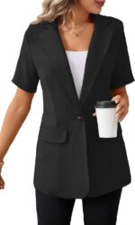 Mina Self Women's 2025 Summer Short Sleeve Blazer Jacket Lightweight Fully-Lined Business Casual Fashion Suit with Pockets - Image 3