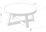 Plank+Beam Classic Round Coffee Table, 36" Farmhouse Coffee Table, Mini Center Tables for Small Spaces, Small Living Space Tea Table, Pecan Wirebrush - Image 3