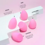 AOA STUDIO Collection MiNi Makeup Sponge Set Blender Latex Free and High-definition of 6 For Powder Cream Liquid, Super Soft Wonder Beauty Cosmetic 3 Tear Drop + Beveled Shape (Pink) - Image 4