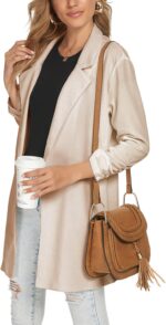 Unifizz Women Long Blazers for Business Casual 3/4 Sleeve Button Front Notch Lapel Lightweight Work Office Blazer Jackets - Image 6