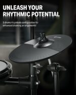 Donner DED-200X Electronic Drum Set, Electric Drum Kit with Quiet Mesh Drum Pads, 2 Cymbals w/Choke, 31 Kits and 450+ Sounds, Throne, Headphones, Sticks, USB MIDI, Melodics Lessons (5 Pads, 4 Cymbals) - Image 4