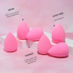 AOA STUDIO Collection MiNi Makeup Sponge Set Blender Latex Free and High-definition of 6 For Powder Cream Liquid, Super Soft Wonder Beauty Cosmetic 3 Tear Drop + Beveled Shape (Pink) - Image 9
