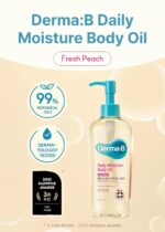 Derma B | Daily Moisture Body Oil | 99% Natural Argan & Sweet Almond Oil | Shower Oil for Dry Sensitive Skin | Light & Long-Lasting Hydration | Skin Body Care Oil with Peach Scent | 6.78 fl oz (200ml) - Image 3