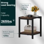BON AUGURE End Table, Small Side Table for Living Room, Night Stand, Bedside Tables with 2-Tier Storage Shelves for Bedroom, Small Spaces (Rustic Oak) - Image 4