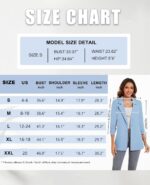Unifizz Women Long Blazers for Business Casual 3/4 Sleeve Button Front Notch Lapel Lightweight Work Office Blazer Jackets - Image 5