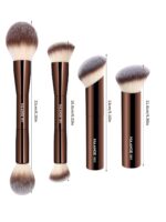 MAANGE 4 PCS Foundation Makeup Brush Set Double-ended Kabuki Contour Brush for Liquid Powder Concealer Cream Cosmetics Blending Blush Face Makeup Tools Kit (Coffee) - Image 9
