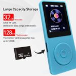 MP3 Player 32GB with Speaker Earphone Portable Mini Light Blue Music Player Support Voice Recorder E-Book 1.8 inch HD Screen Support up to 128GB - Image 5