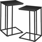 C Shaped Side Table Set of 2, Skinny Sofa Table for Sofa and Bed, Couch Tables That Slide Under, Small End Tables for Living Room, Bedroom or Small Spaces, Black - Image 10