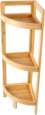 3-Tier Bamboo Corner Shelf, Plant Corner Display Shelf, Multipurpose Shelving Unit for Small Space, Living Room, Easy Assembly, Natural - Image 2