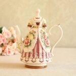 Large Ceramic Teapot and Coffee Pot with Lid, 3D Embossed Victoria Pink Rose Flowers Decorative Teapot(Red） - Image 3