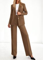 KIRUNDO Womens Suits 2 Piece Set Business Casual Blazer Jacket Wide Leg Dress Pants Suits Professional Work Office Outfits - Image 4