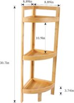 3-Tier Bamboo Corner Shelf, Plant Corner Display Shelf, Multipurpose Shelving Unit for Small Space, Living Room, Easy Assembly, Natural - Image 4