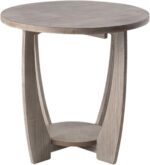 Rustic Farmhouse End Table with Storage Shelf, French Country Accent Side Table for Family, Dinning or Living Room, Small Spaces, Modern, Round, Vintage Grey Finish - Image 2