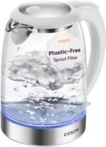 Cosori Electric Kettle, No Plastic Filter & Spout, Tea Kettle & Hot Water Boiler For Coffee & Tea, Water Heater & Teapot, Automatic Shut Off, Borosilicate glass, White, 1.7L/1500W - Image 2